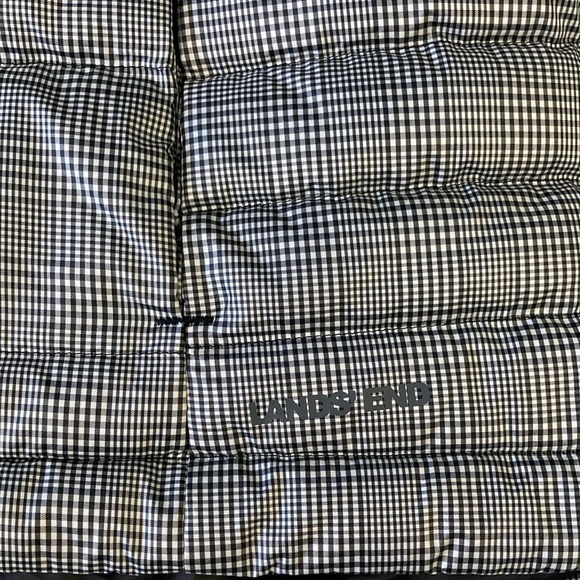 Women’s Lands’ End Black and White Plaid Petite Puffer Vest - Picture 12 of 12